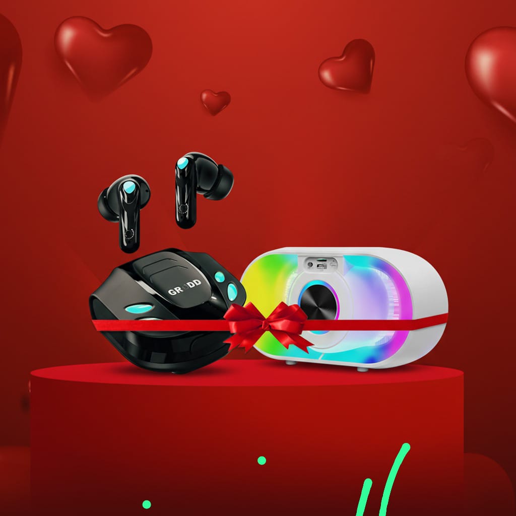 Grodd VIBEZ Earbuds + Wireless Portable RGB Bluetooth Speaker