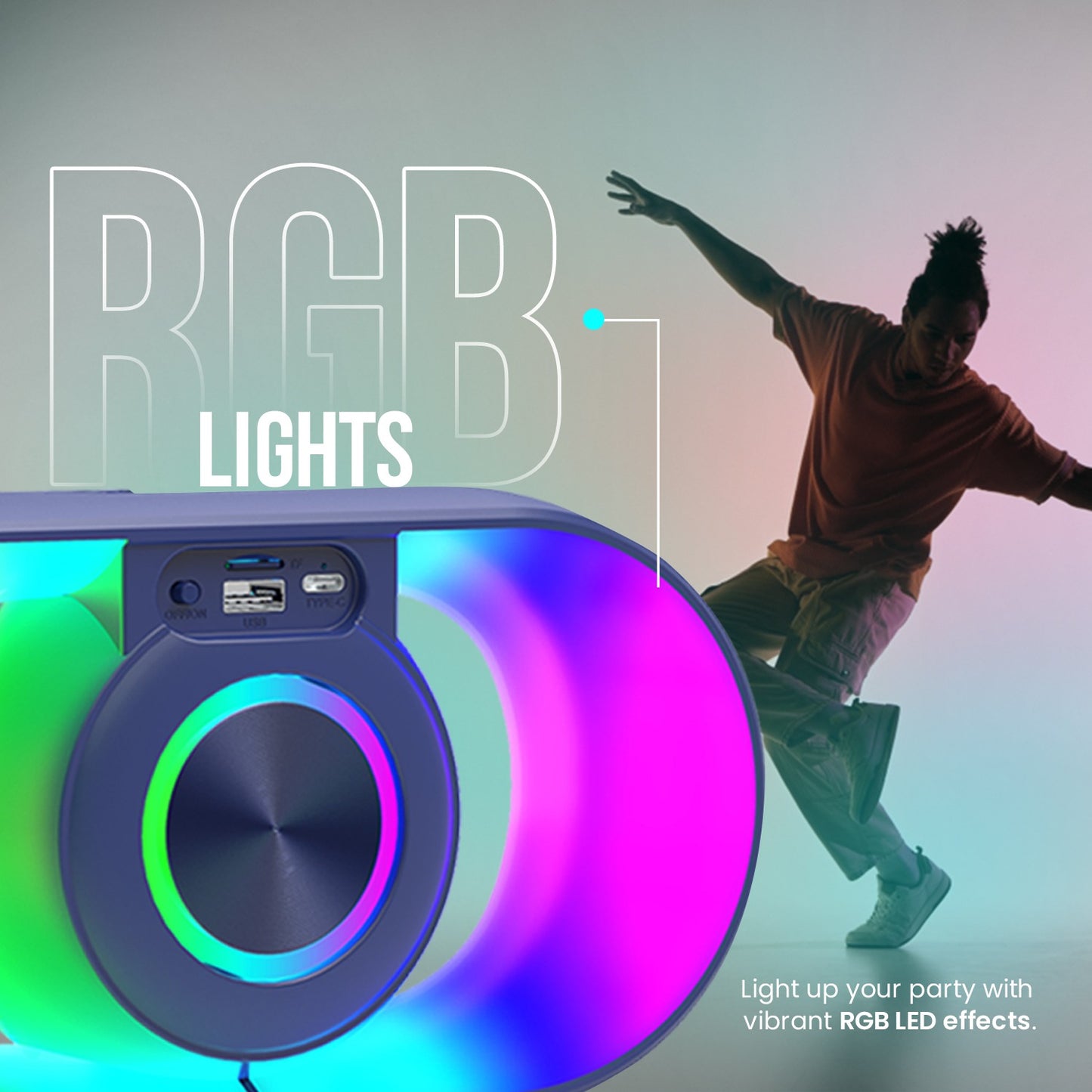 GRODD Rock 307 - Wireless Portable RGB Bluetooth Speaker
