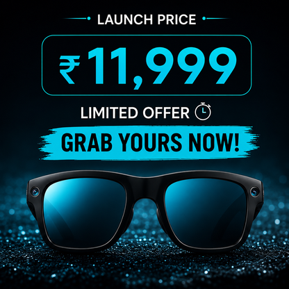 Grodd Cyan V03 AI Smart Glasses with 8MP Camera, ChatGPT & Voice Translation